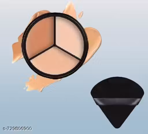 3-in-1 Full Coverage Concealer Palette with FREE Tear-Drop Makeup Sponge – Multi-Shade Corrector Kit for All Skin Tones b26