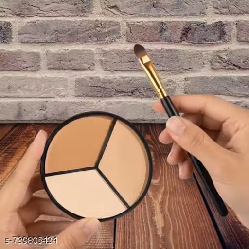 Tri-Color Cream Natural Concealer Palette Waterproof Longlasting Makeup Concealer Foundation For Dark Skin Cover Spots with brush