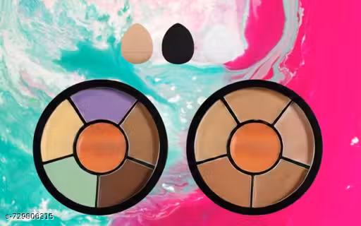 Concealer Palette With Full Coverage|Waterproof & Easily Blendable with 3 Pcs Mini Makeup Puff