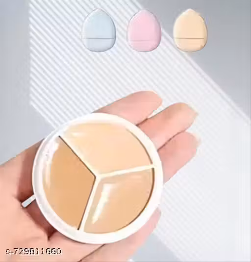 3In1 Concealer & 3 Pcs Finnger Puff combo | Full Coverage for Hides Blemishes, Dark Circles & spot, Waterproof a16