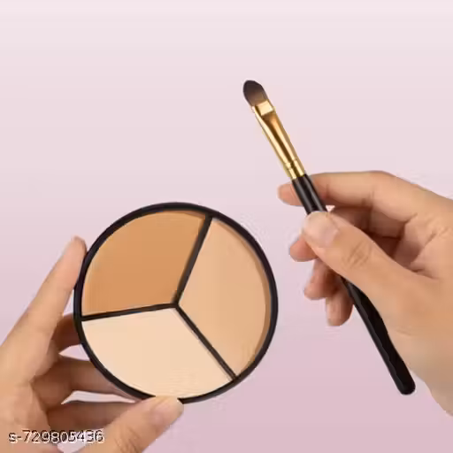 Tri-Color Cream Natural Concealer Palette Waterproof Longlasting Makeup Concealer Foundation For Dark Skin Cover Spots with brush