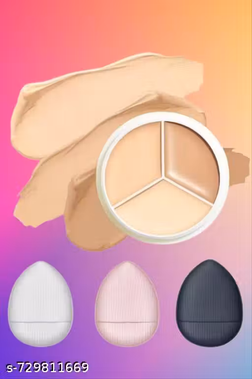 3In1 Concealer & 3 Pcs Finnger Puff combo | Full Coverage for Hides Blemishes, Dark Circles & spot, Waterproof a7