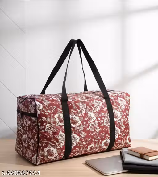 Stylish Floral Print Travel Duffel Bag with Shoulder Straps