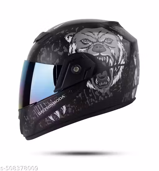 MEGA JAZZ DALPHIN MODA WOLF STICKER RAINBOW VISOR ISI APPROVED HELMET-028