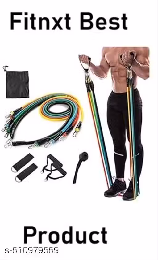 Fitnxt Hub@ Resistance Bands Set (11pcs) Exercise Bands with Door Anchor Handles Waterproof Carry Bag Legs Ankle Straps for Resistance Training Physical Therapy Home Workouts