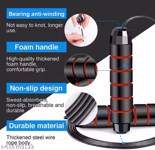 Fitnxt Hub@ Jump Rope, Tangle-Free Rapid Speed Jumping Rope Cable with Ball Bearings for Women, Men, and Kids, Adjustable Steel Jump Rope Workout with Foam Handles for Fitness, Home Exercise & Slim Body