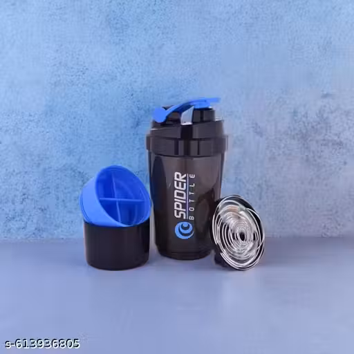 Fitnxt Hub@ Spider Gym Shaker Bottle, Shakers for Protein Shake with 2 Storage Compartment, Gym protein shaker for workout (Food-Grade Plastic, 500ml, Pack of 1, Multi color)