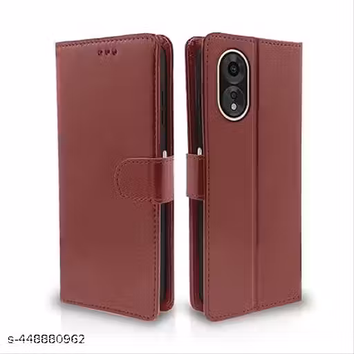 TS Oppo A38 4G / Oppo A18 4G Flip Cover Leather Finish | Wallet Stand and Shock Proof | Inside TPU with Card Pockets | Complete Protection Flip Case [ BROWN ]