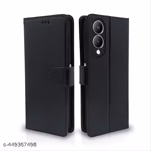 TS ivo Y17s Flip Cover | Dual-Tone PU Leather Finish | Wallet Style & Stand | Magnetic Flip Case for Vivo Y17s [ BLACK ]