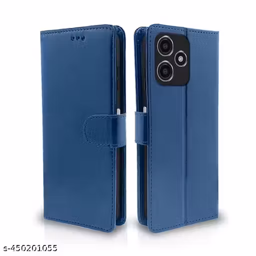 TS Leather Flip Case Back Cover for Mi Redmi 12 5G | Redmi 12 4G | Poco M6 Pro 5G (Flexible, Shock Proof | Hand Stitched Leather Finish | Card Pockets Wallet & Stand - BLUE