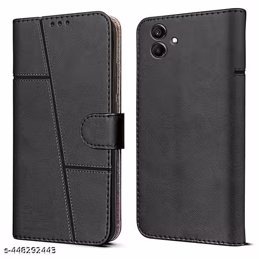 TS Samsung Galaxy M04 / F04 / A04e Flip Cover Leather Finish | Inside TPU with Card Pockets | Wallet Stand and Shock Proof | Magnetic Closing | Complete Protection Flip Case [ BLACK ]