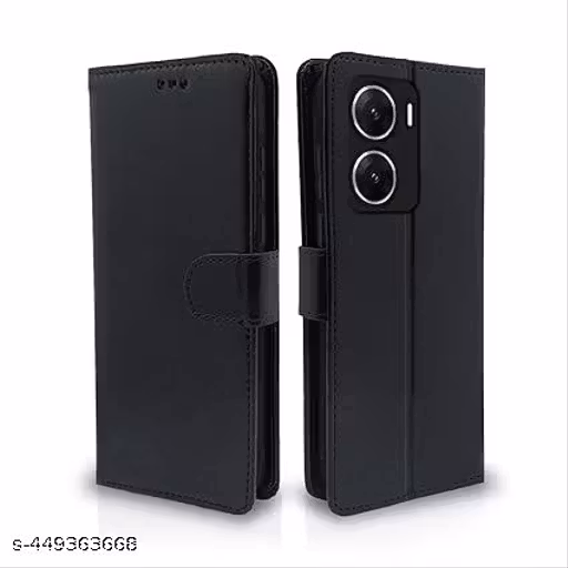 TS Vivo V29E Flip Cover | Dual-Tone PU Leather Finish | Wallet Style & Stand | Magnetic Flip Case for Vivo V29E [ BLACK ]