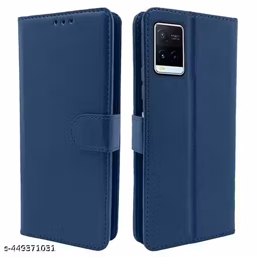 Vivo Y21 2021 / Y33s Flip Case Leather Finish | Inside TPU with Card Pockets | Wallet Stand and Shock Proof | Magnetic Closing | Complete Protection Flip Cover for Vivo Y21 2021 / Y33s [ BLUE ]