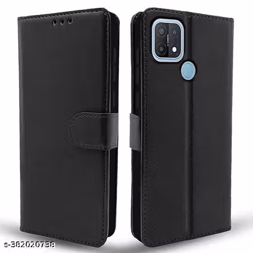 TS Oppo A15 / A15s Flip Cover | Genuine PU Leather Finish | Full 360 Protection | Wallet Style | Inbuilt Pockets & Stand | Strong Magnetic Flip Case for Oppo A15 / A15s BLACK