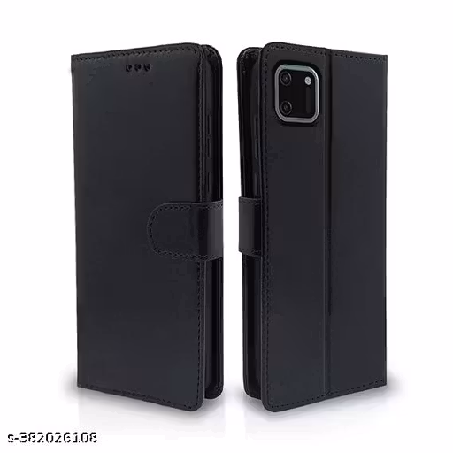 TRISHA ENTERPRISES Realme C11 Flip Case Leather Finish | Inside TPU with Card Pockets | Wallet Stand and Shock Proof | Magnetic Closing | Complete Protection Flip Cover for Realme C11 BLACK
