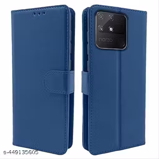 TS Realme Narzo 50A Flip Cover | PU Leather Finish | 360 Protection | Wallet & Stand | Strong Magnetic Flip Case for Realme Narzo 50A [ BLUE ]