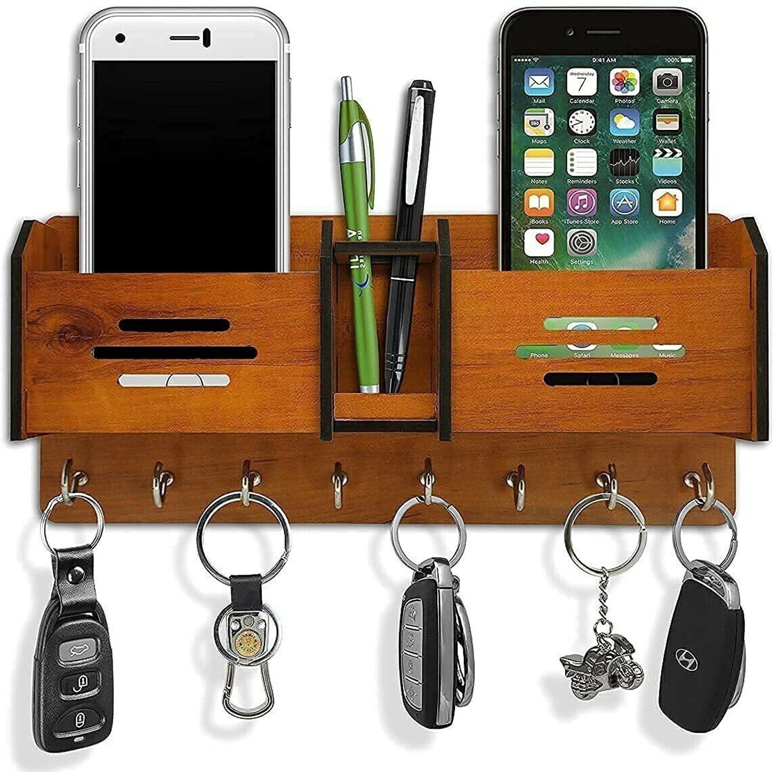 CAPIO ART GEOMETRIC multipurpose design Wood Key Holder (8 Hooks, Brown)
