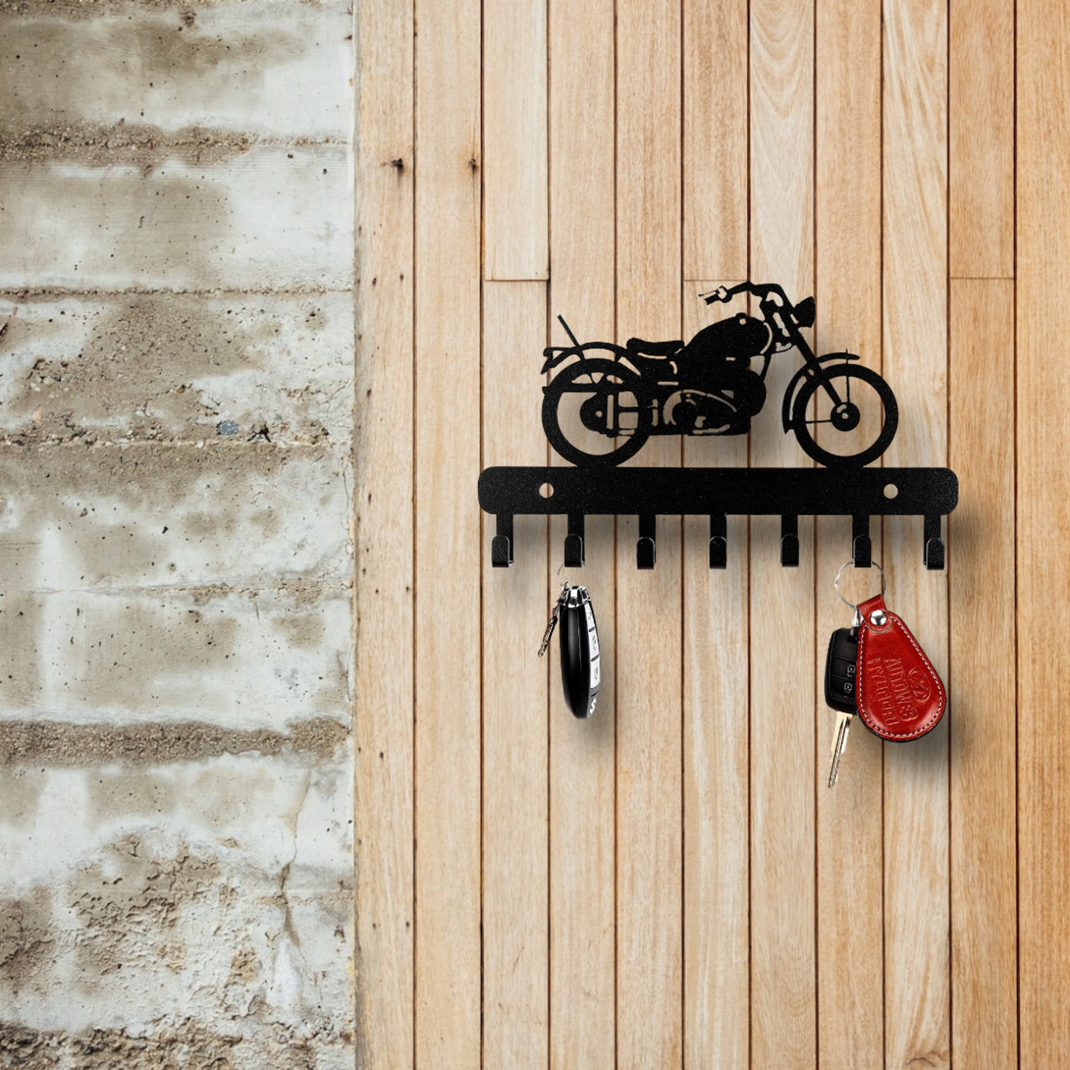 CAPIO ART METAL CUT DESIGNER/DURABLE BIKE Iron Key Holder (7 Hooks, Black)