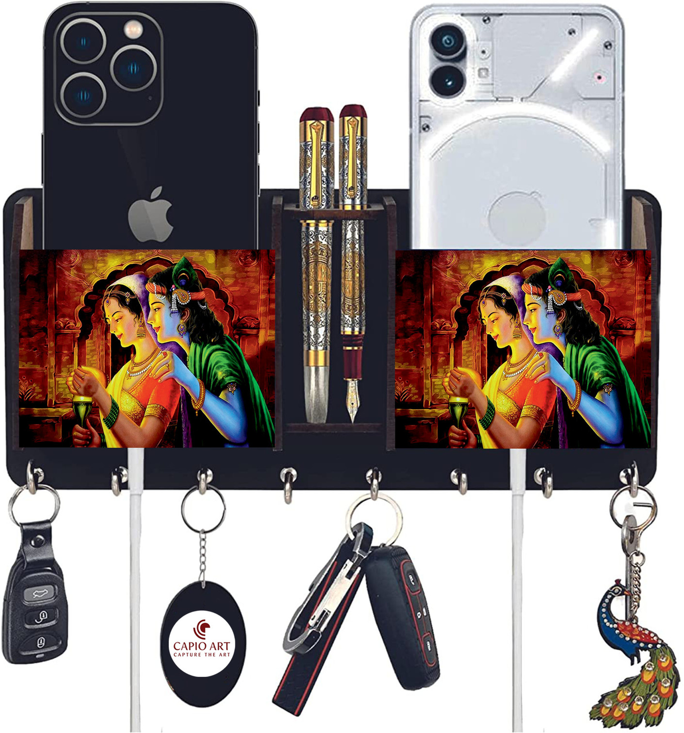 CAPIO ART DESIGNER KEY HOLDER Wood Key Holder (8 Hooks, Multicolor)