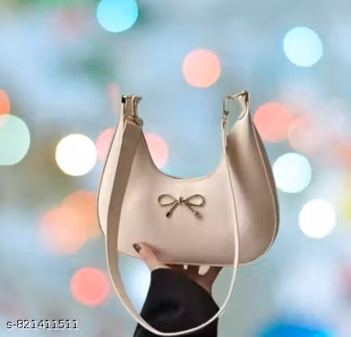 Women’s Shoulder Bag Premium Faux Leather Mini Hobo Purse with Stylish Bow Accent, Adjustable Strap, Lightweight Design for Daily Use, Party Wear, Office Carry, Trendy Beige Handbag with Gold Hardware, Compact Spacious Fashion Accessory for Modern Girls.
