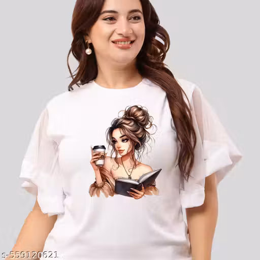 Saumegh Creation's Stylish high quality graphic printed cotton blend fabric top for women
