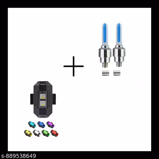 Bike LED Tyre Valve Light + USB Rechargeable Multi Color Flash Light Combo Pack | Waterproof Whiil Light for Car & Motorcycle