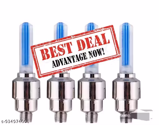 Pack of 4 Blue LED Tyre Valve Cap Lights for Bicycle, Bike & Car | Waterproof Motion Sensor Whiil Lights for Night Riding