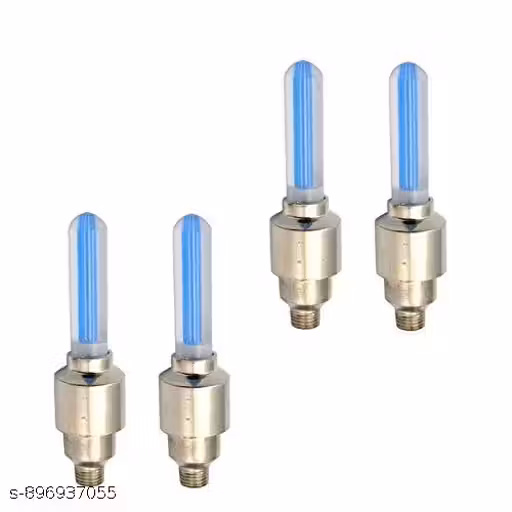 Pack of 4 Universal Bike Car Tyre LED Valve Cap Lights Blue Waterproof Flashing Whiil Light for Bicycle Motorcycle Car Decoration Accessories