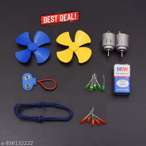 BESTSALING DIY Mini Motor Fan Science Project Kit with Motor, LED Lights, 9V Battery Clip & Fan Blades for Students Electronic Hobby Projects