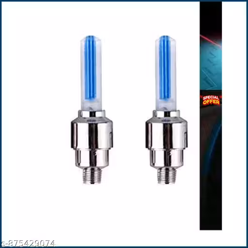 Universal Bike Car Tyre LED Valve Cap Light Blue Waterproof Flashing Whiil Light Set of 2 for Bicycle Motorcycle Car Decoration