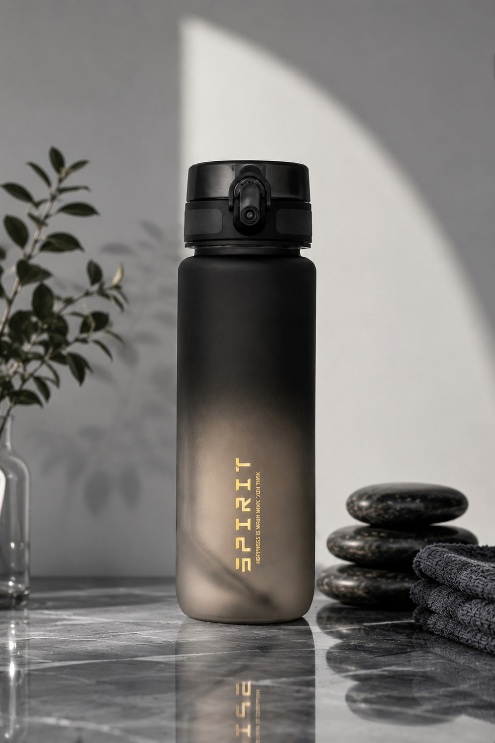 ApnaCart Premium Matte finish Spirit bottle 1000 ml Plastic Sipper (Pack of 1, Black)