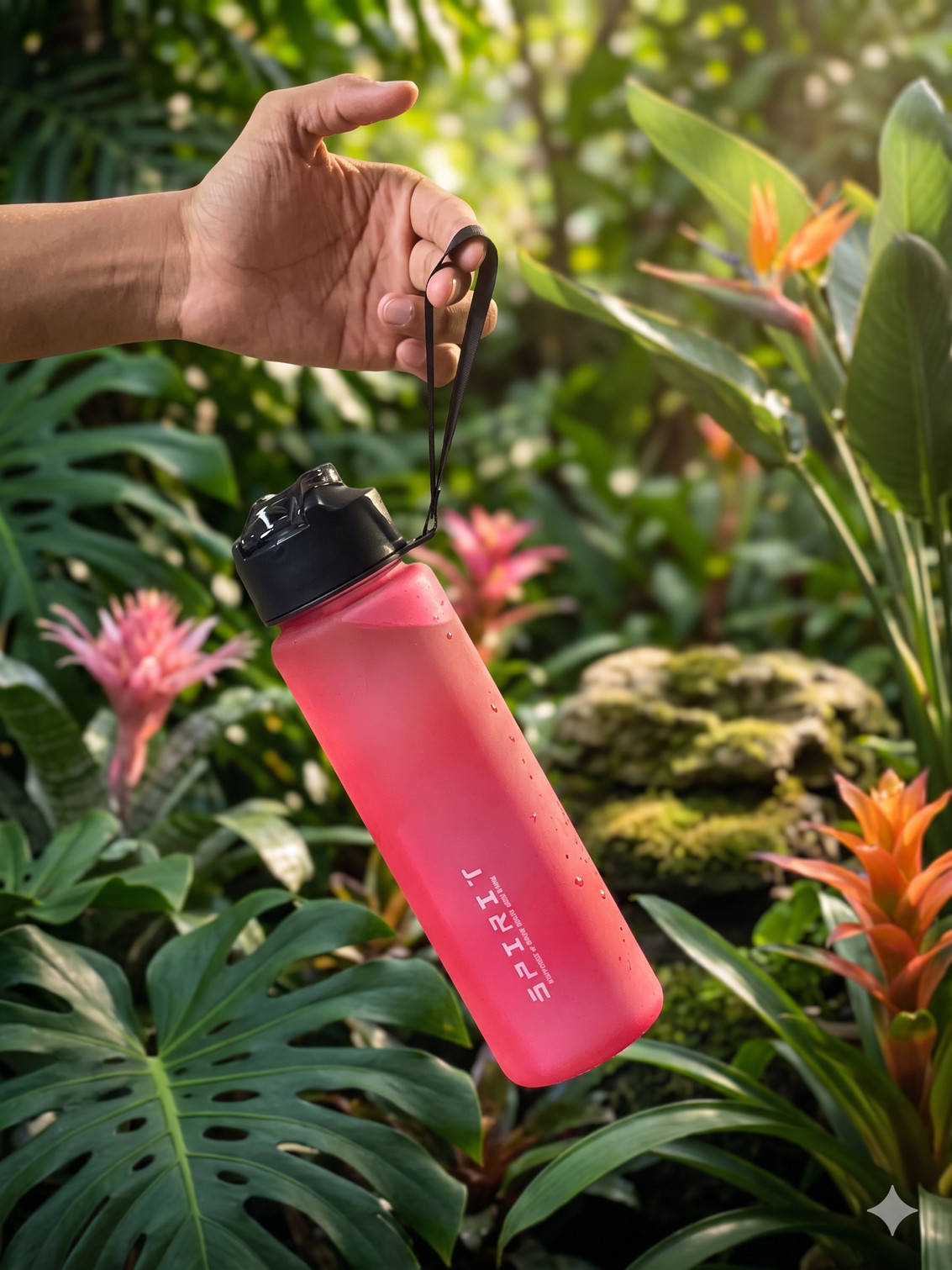 ApnaCart SPIRIT 1L Motivational Water Bottle with Time Marker 1000 ml Plastic Sipper 1000 ml Plastic Sipper (Pack of 1, Red)