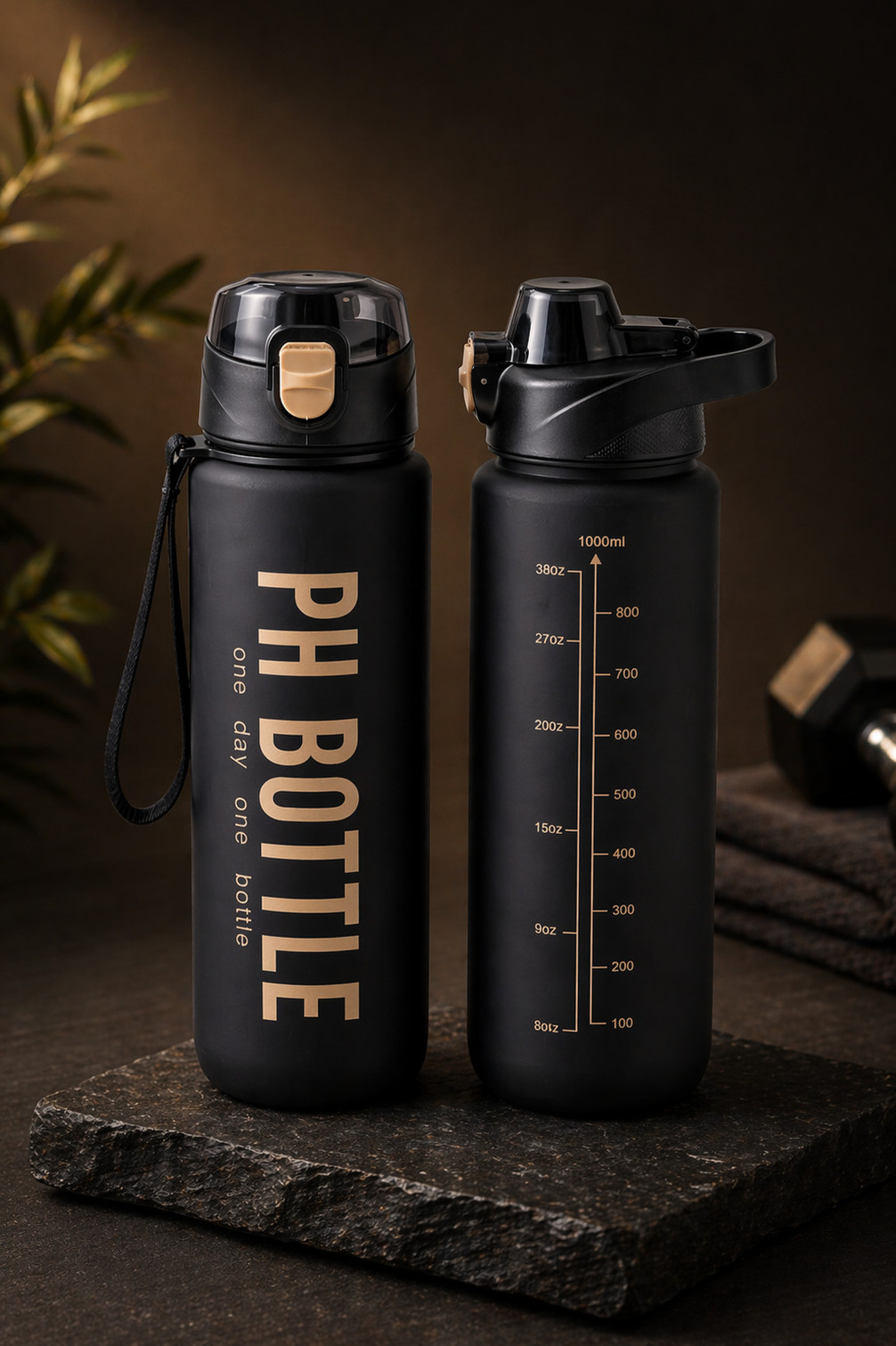 ApnaCart matte black bottle 1000 ml Plastic Sipper (Pack of 1, Black)