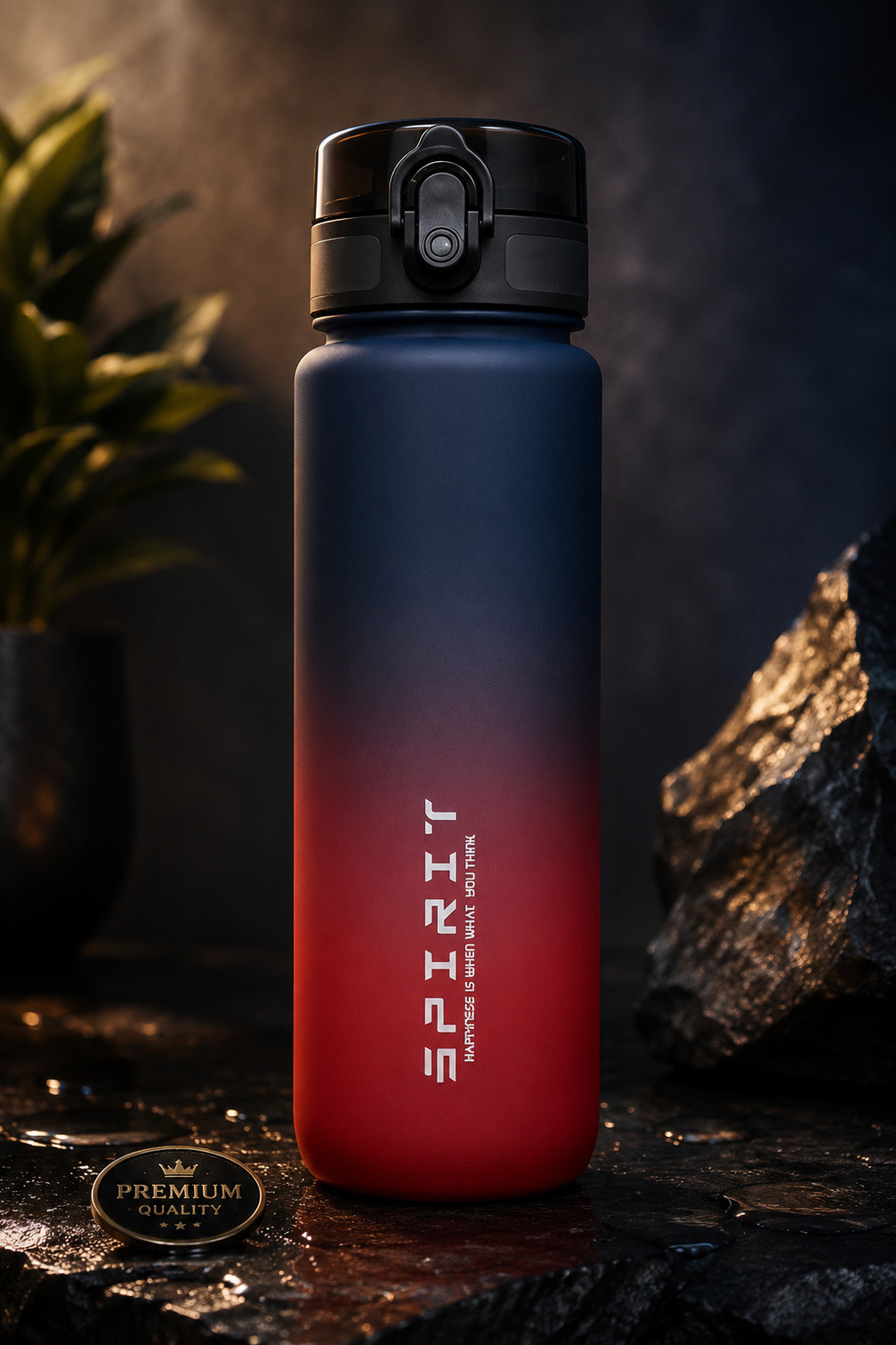ApnaCart Premium Gradient Matte finish Gym Water Bottle 1000 ml Plastic Sipper (Pack of 1, Blue, Red)