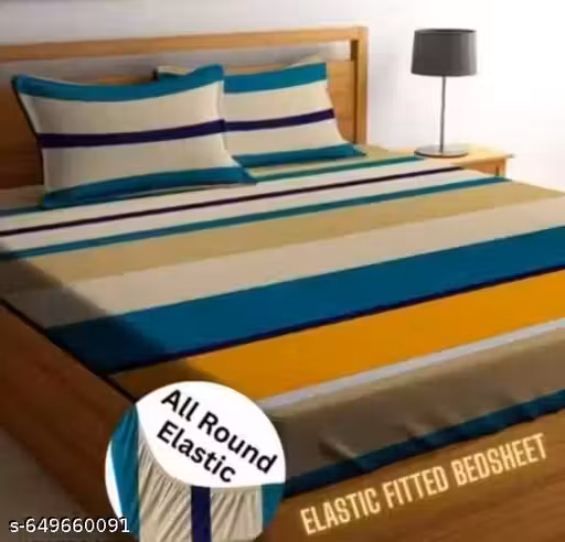 Superfine Stylish Fitted Bedsheet with 2 Pillow cover