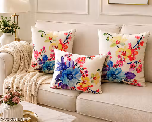 Jute Cushion Cover 16x16 Inch Set of 5 | Attractive & Shining Design | Back Side Zipper | Sofa Cushion Covers for Living Room