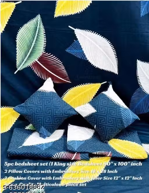Premium Quality Quilted Bedsheet with 2 Pillow cover and 2 quilted filled cushion