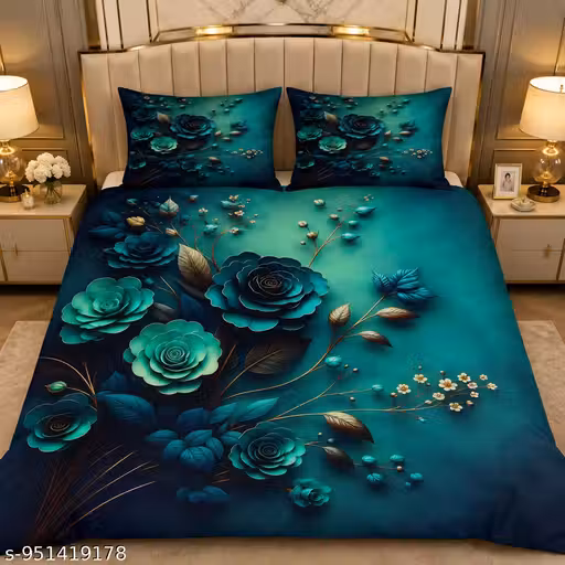 Stylish Digital Print 7D Cotton Double Bedsheet with 2 Pillow Covers | Soft & Comfortable Couple Printed Bedsheet | King Size 90x100 Inches