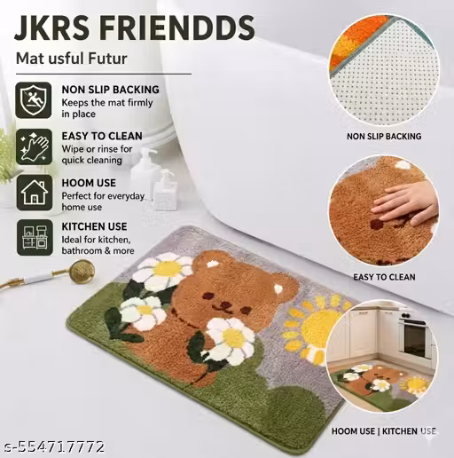 JKRSFRIENDDS-Brown-Panda-40X60CM Doormats,Bathmats,Bedroom,Kitchen,Living.Microfiber Door Mat Floor Mat Welcome Mat Entrance Mat Anti Slip Door Mat Washable Door Mat Printed Door Mat Kitchen Mat Bathroom Mat Home Decor Mat Soft Door Mat Carpet Mat
