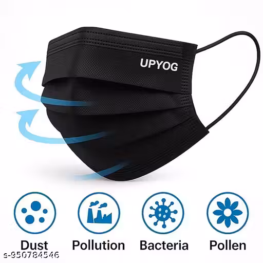 3-Ply Face Masks | Black Colour | Soft, Breathable & Comfortable | Skin-Friendly, Lightweight, and Easy to Wear Protective Masks Pack of 20
