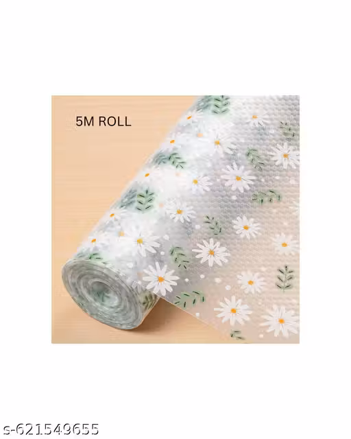 Premium Quality Fridge Mats, Kitchen Mat EVA Food Grade Multipurpose Washable Anti Slip Mat/Sheet for Fridge, Shelf Liners for Kitchen Shelves, Table, Kitchen Drawer mat - 500 x 45 cm (Green MINI Flower)