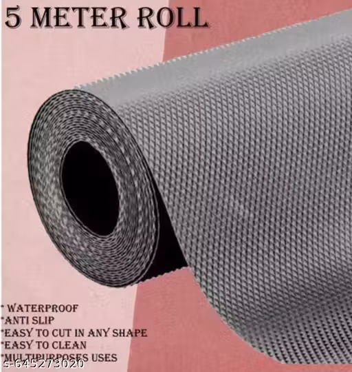 Premium quality EVA, Anti Slip Mat/Sheet for Fridge, Kitchen, Drawer, Shelf Liner (Metallic Grey, 300 cm X 5 m)