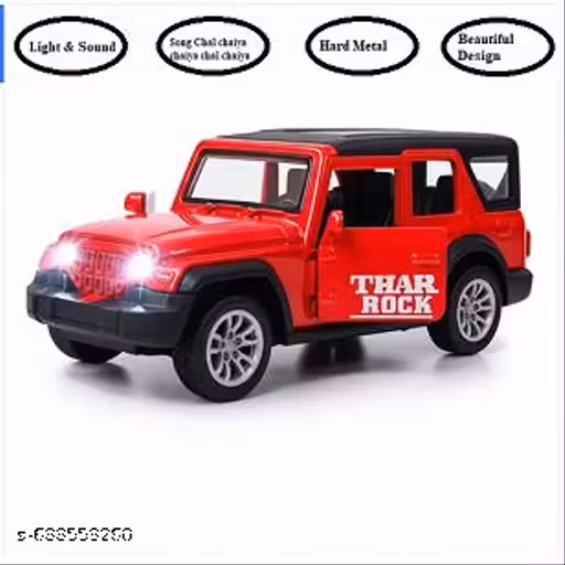 Premium Thar Roxx Die-Cast Car Toy | 1:32 Scale Metal Toy | Pull Back with Light & Sound | Gift Toy for Kids