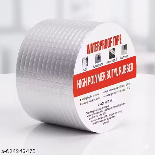 Twely Leakage Repair Waterproof Tape for Pipe Leakage Roof Water Leakage Solution 5 m 5 m Single Sided Tape (Silver Pack of 1)