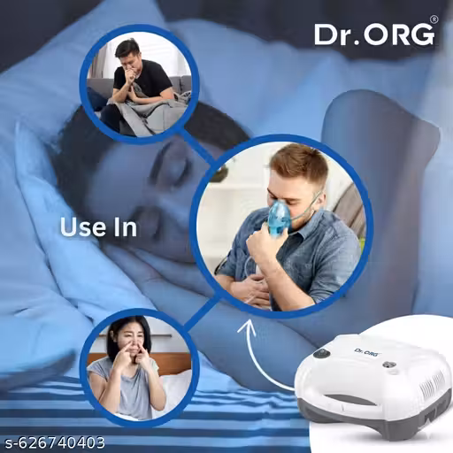 Dr ORG Compresor Complete Kit with Child and Adult Maks Nebulizer,(White) Nebulizer Portable Machine for Adults & Kids | Compressor Motor with Mouth Piece and Separate Child and Adult Mask for Home and Clinic Uses