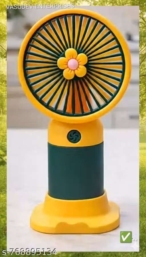 Best Mini portable Rechargeable Fan, Powerfull Hand fan Dual Motors Personal Small Handheld Fan with base and phone Stand Available in Multicolours ( Pack of 1 Pcs multicolour)