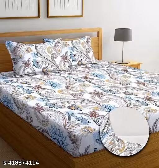HARSH FABRIC® Prime Collection Full Fitted Elastic Bedsheet All Around Fitted Elastic 1 Single Bedsheet with 1 Pillow Covers