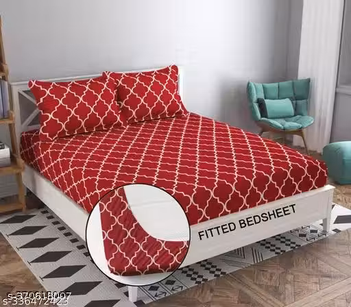 HARSH FABRIC® Prime Collection Full Fitted Elastic Bedsheet All Around Fitted Elastic 1 Single Bedsheet with 1 Pillow Covers