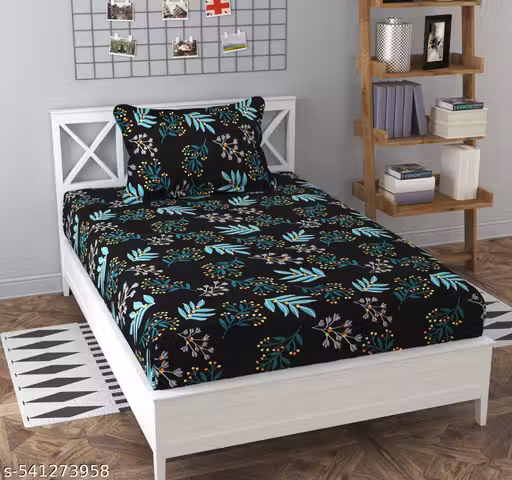 HARSH FABRIC® Prime Collection Full Fitted Elastic Bedsheet All Around Fitted Elastic 1 Single Bedsheet with 1 Pillow Covers