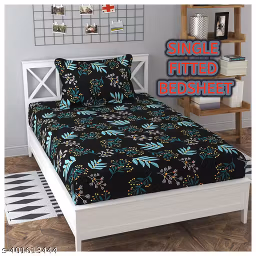 HARSH FABRIC® Prime Collection Full Fitted Elastic Bedsheet All Around Fitted Elastic 1 Single Bedsheet with 1 Pillow Covers